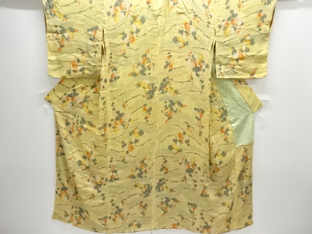 JAPANESE KIMONO / ANTIQUE HITOE KIMONO / SILK / KINSHA /  IVY LEAVES